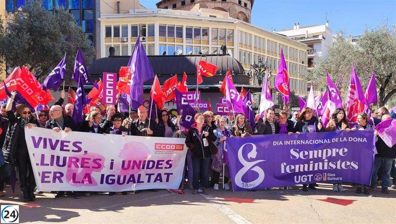 CCOO y UGT exigen políticas públicas eficaces para favorecer la conciliación laboral de las mujeres en el 8M.