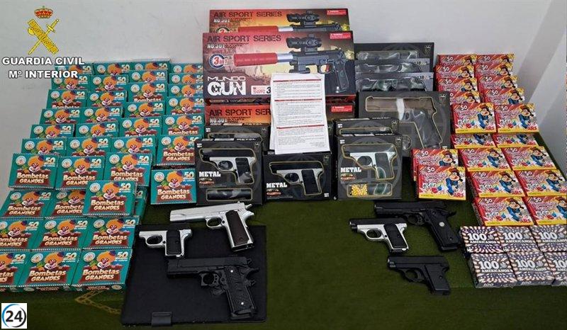 Desmanteladas pistolas de airsoft y fuegos artificiales en la feria de Campos.