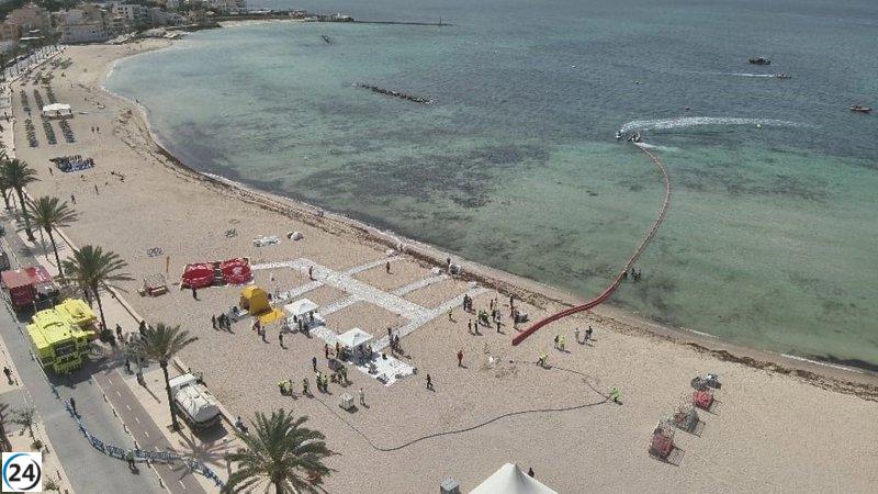 Ejercicios de prevención ante posible contaminación en las costas de Palma.
