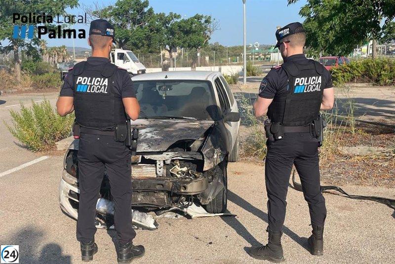 Conductora sin licencia genera incendio en la Playa de Palma con vehículo no asegurado.