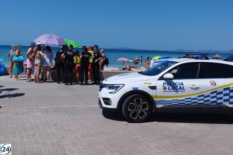 Anciana lesionada en la Playa de Palma tras ser mordida por un animal marino
