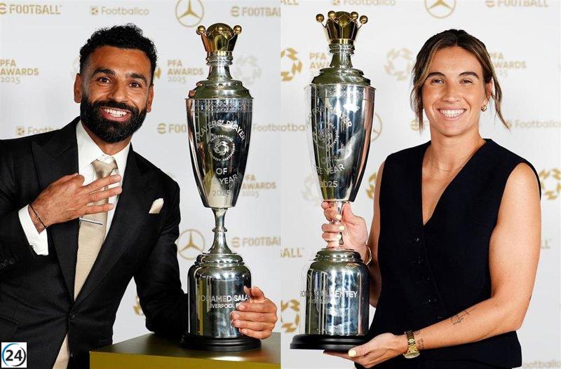 Mohamed Salah y Mariona Caldentey, distinguidos como los futbolistas del año en Inglaterra.