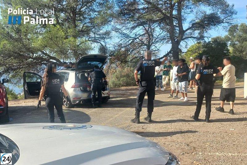 Intervención policial en Na Burguesa: 18 denuncias durante un botellón.