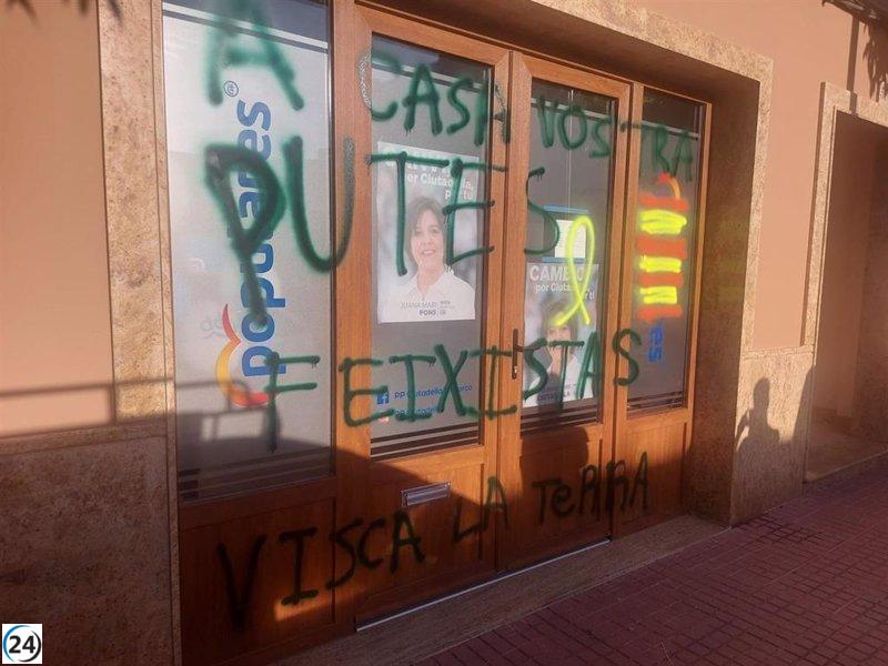 PP condena violencia y actos antidemocráticos en sede del partido en Ciutadella.