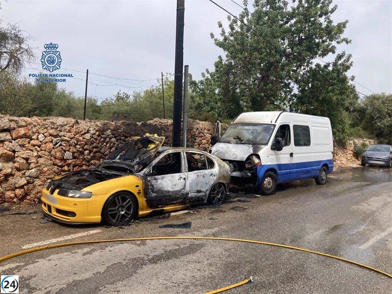 Dos hombres detenidos en Palma por incendiar un vehículo en una discusión.