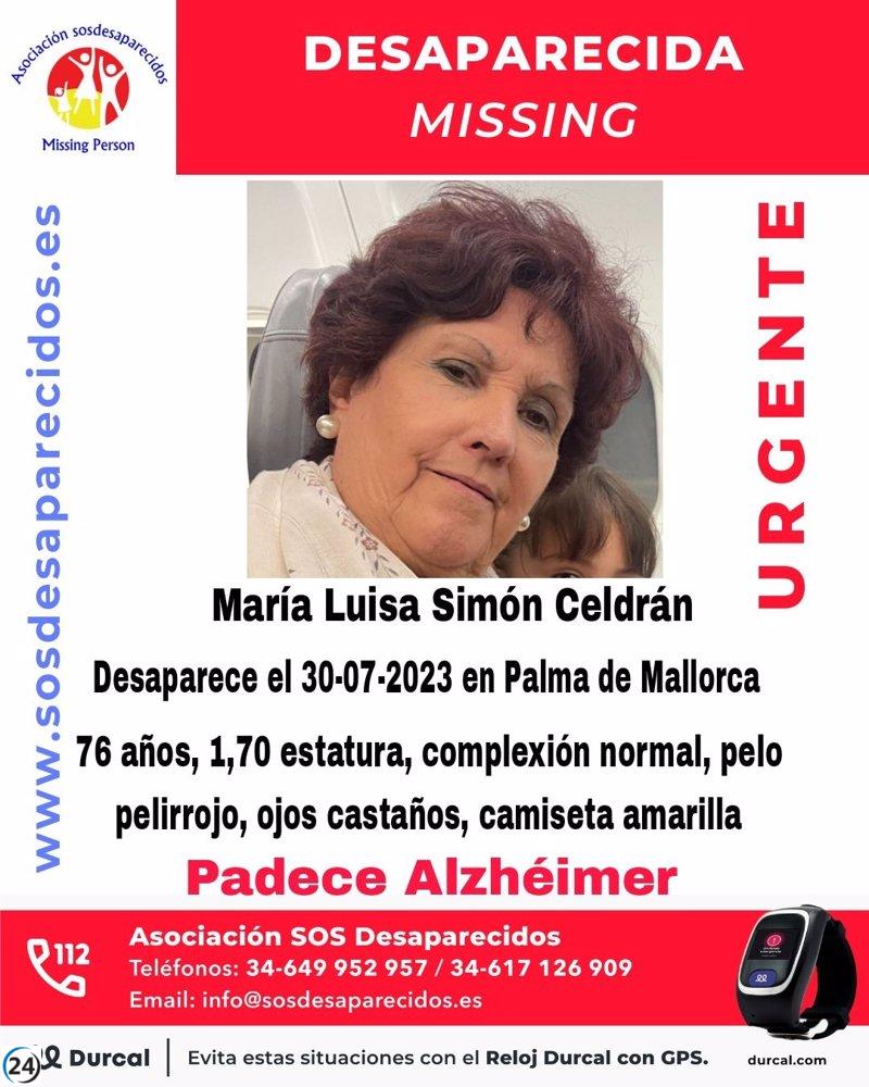 Anciana con Alzheimer de 76 años desaparecida en Palma desde el domingo.