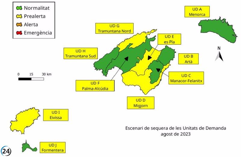 La lluvia revitaliza las reservas de agua en Baleares alcanzando su nivel más alto en agosto de 2022, un 51%.