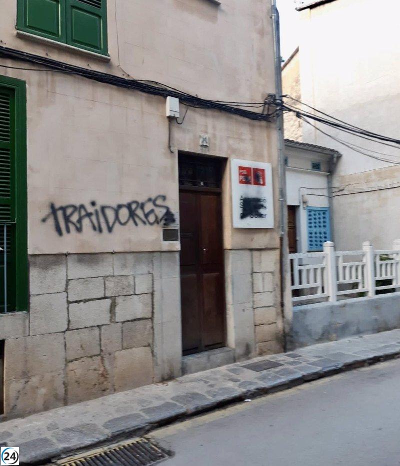 Sede socialista de Sóller amanece vandalizada con pintadas de 
